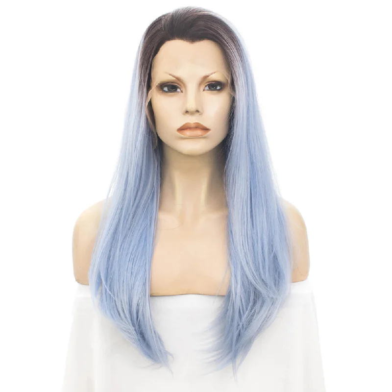 Premium Wig - Rooted Glacier Blue Long Straight Lace Front Wigtop-rated no lace wigs, best wigs, high-quality no lace wigs, top-rated glueless wigs