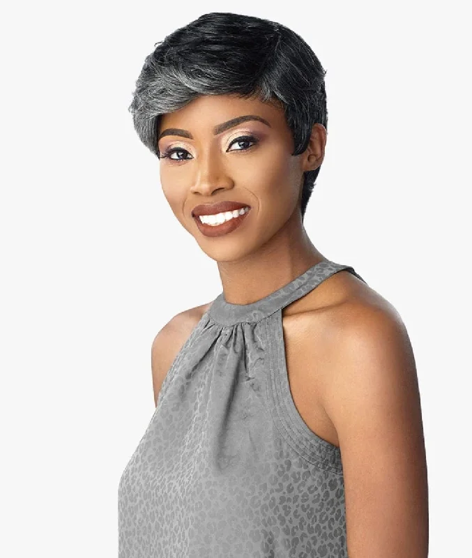 Glueless Human Hair Wigs for Fashionable Styles-Sensationnel Empire Salt & Pepper Human Hair Wig -Jean Glueless Human Hair Wigs for Fashionable Styles-Sensationnel Empire Salt & Pepper Human Hair Wig -Jean