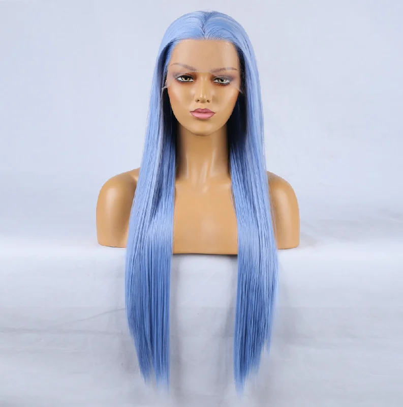 Pamper Blue Front Lace Long Hair Wigtop-rated no lace wigs, best wigs, high-quality no lace wigs, top-rated glueless wigs
