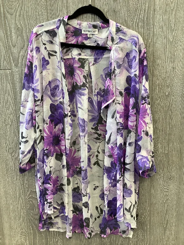 Kimono By Clothes Mentor In Purple, Size: 3x