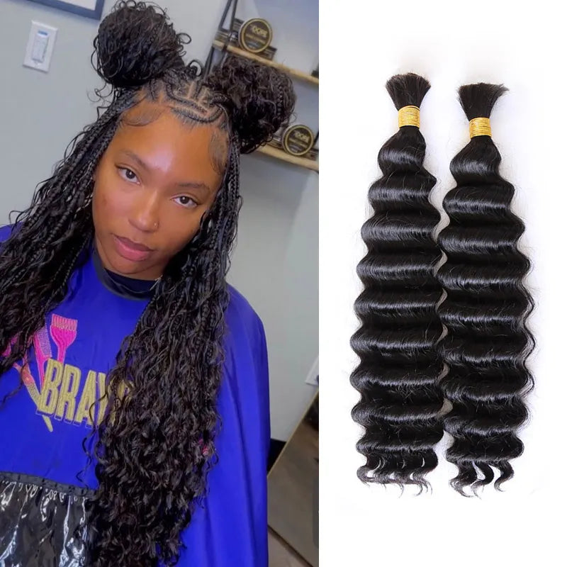 Premium Bulk Human Braiding Hair--Double Drawn Burmese Deep Wave Human Braiding Hair crochet braids, crochet locs, premium crochet braids, high-quality locs Premium Bulk Human Braiding Hair--Double Drawn Burmese Deep Wave Human Braiding Hair crochet braids, crochet locs, premium crochet braids, high-quality locs