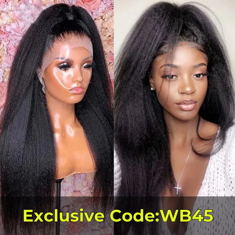 Klaiyi Whatsapp Special Offer |  Kinky Straight Lace Closure Wig T Part Human Hair Natural Density Supernatural and Realistic 13x4 Lace Front Wigstop-rated no lace wigs, best wigs, high-quality no lace wigs, top-rated glueless wigs