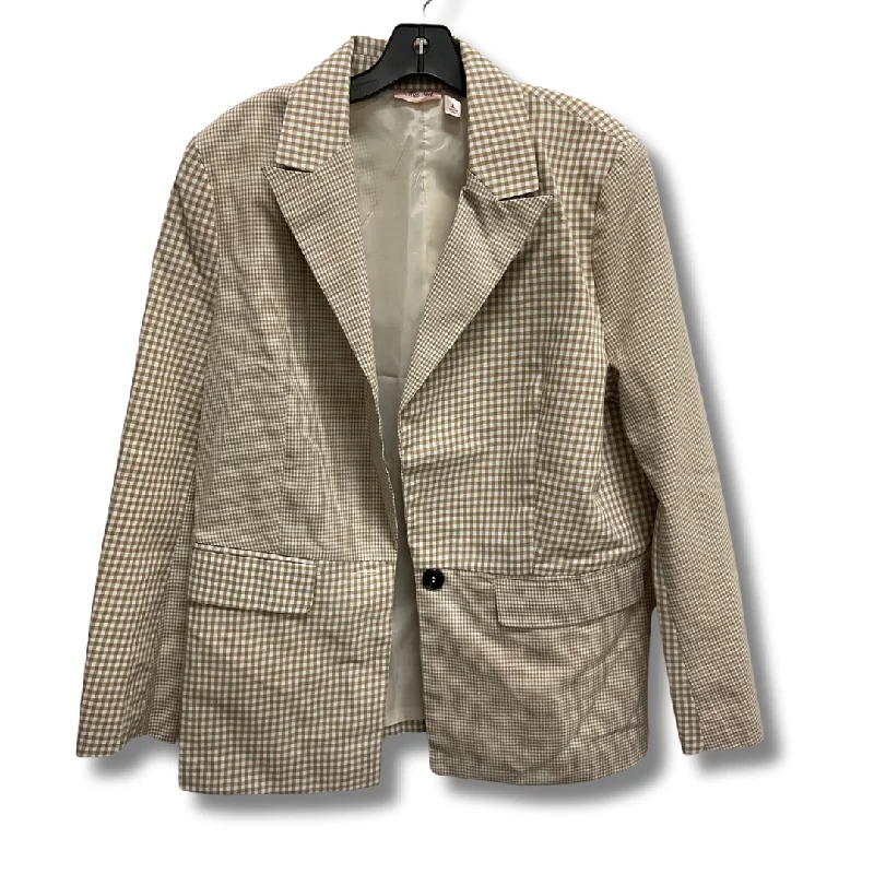 Blazer By Clothes Mentor In Cream & Tan, Size: L