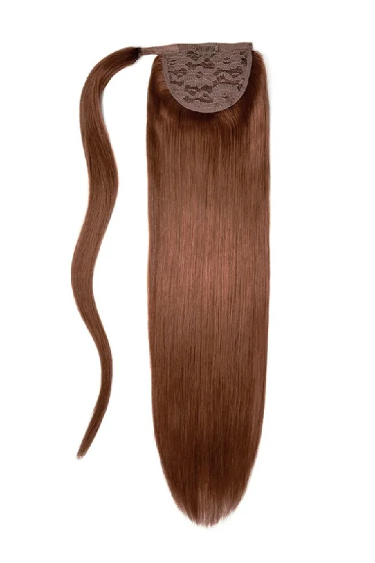 clip-in ponytail extensions, premium ponytail extensions, high-quality clip-in ponytails, 100% human hair ponytails---Dark Auburn/Copper Red (#33) Straight Up Wrap Around Ponytail Extension clip-in ponytail extensions, premium ponytail extensions, high-quality clip-in ponytails, 100% human hair ponytails---Dark Auburn/Copper Red (#33) Straight Up Wrap Around Ponytail Extension