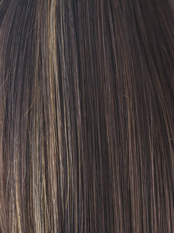 CARAMEL-BROWN | Dark Reddish Brown with White Gold highlights around the face