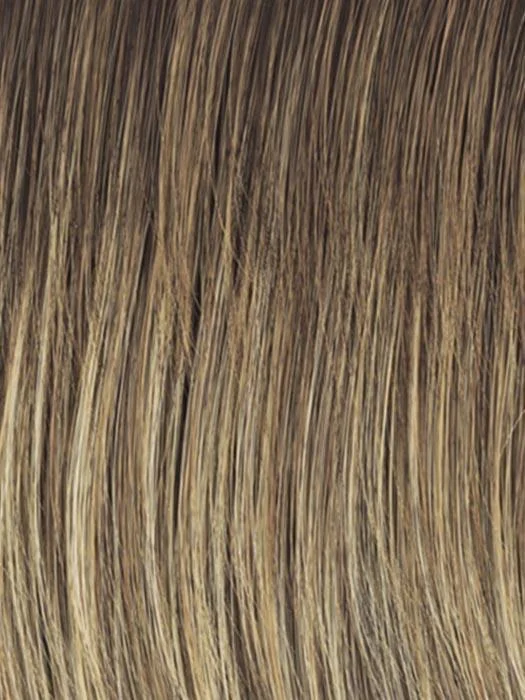 RL12/22SS | Shaded Cappuccino | Light Golden Brown Evenly Blended with Cool Platinum Blonde Highlights with Dark Roots