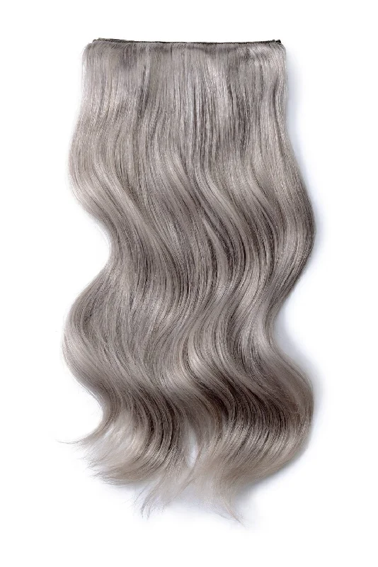 Human Hair Weft Bundles for Sew-In Installations---Double Wefted Full Head Remy Clip in Human Hair Extensions - Silver / Grey (#SG)