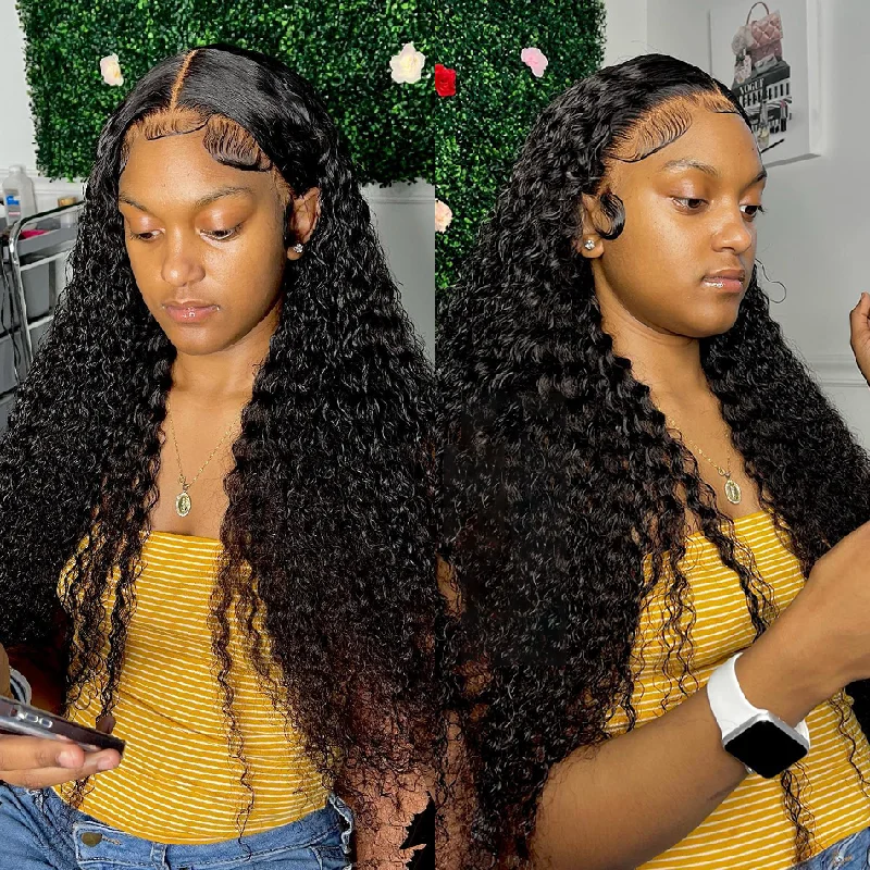 Comfortable Wear & Go Glueless Wigs-Natural-Looking No Lace Wigs--Sunber Best Curly Lace Wig Transparent Lace Front Wigs with Pre Plucked Human Hair Wigs Comfortable Wear & Go Glueless Wigs-Natural-Looking No Lace Wigs--Sunber Best Curly Lace Wig Transparent Lace Front Wigs with Pre Plucked Human Hair Wigs