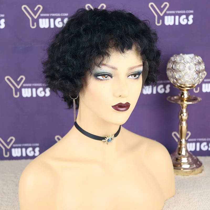 Premium No Lace Wigs Collection--Bangs Water Wave Bob 13x6 Lace Front Wig BOB71