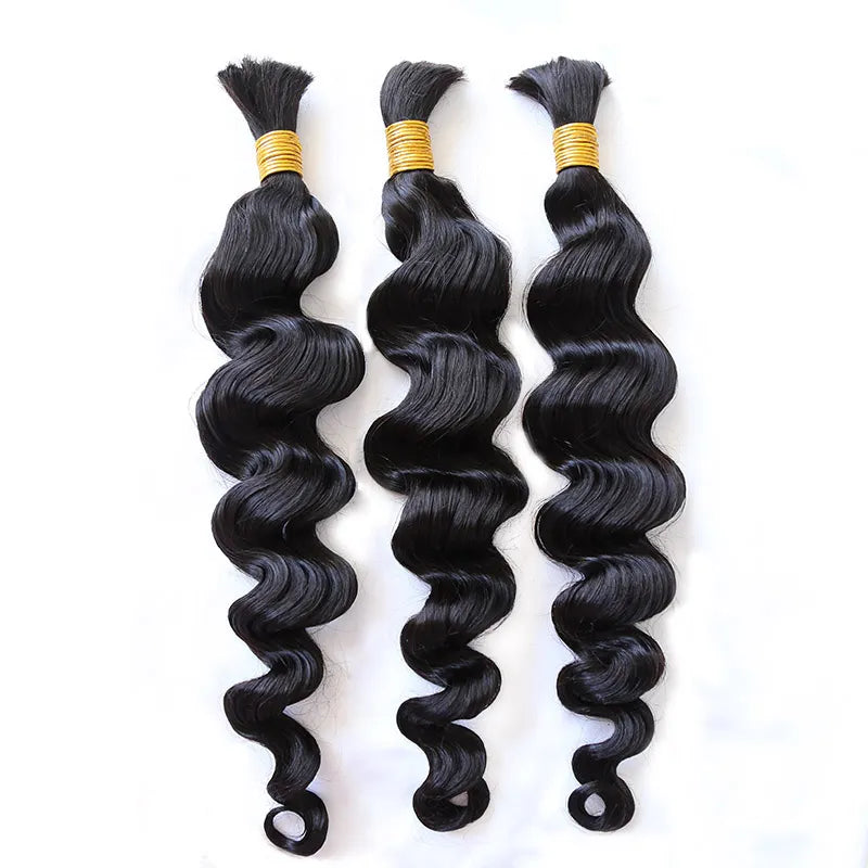 Premium Bulk Human Braiding Hair--Loose Wave Bulk Hair Extensions for Braiding crochet braids, crochet locs, premium crochet braids, high-quality locs Premium Bulk Human Braiding Hair--Loose Wave Bulk Hair Extensions for Braiding crochet braids, crochet locs, premium crochet braids, high-quality locs
