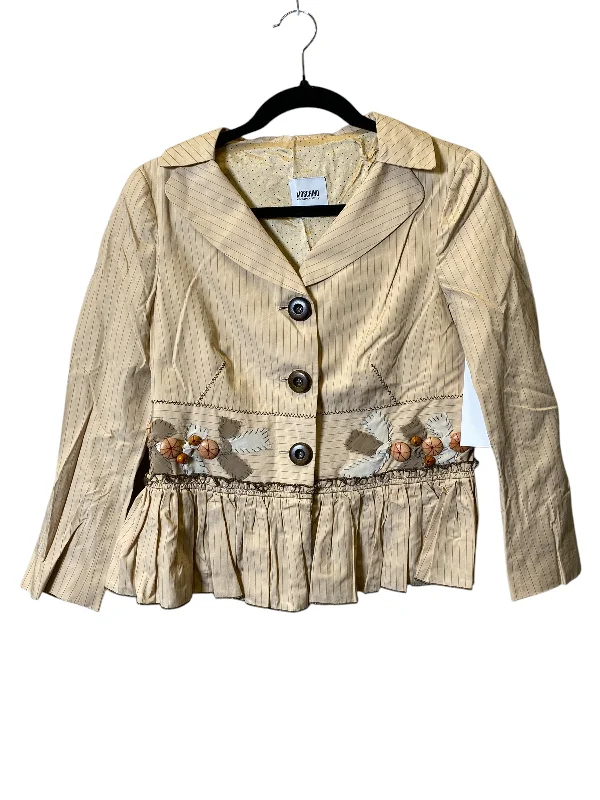 Blazer Designer By Moschino In Beige, Size: M