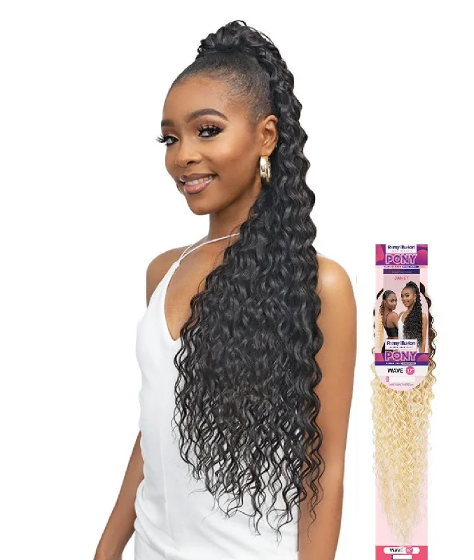 clip-in ponytail extensions, premium ponytail extensions, high-quality clip-in ponytails, 100% human hair ponytails---Janet Remy Illusion Virgin Human Hair Dupe Pony - Wave 32" clip-in ponytail extensions, premium ponytail extensions, high-quality clip-in ponytails, 100% human hair ponytails---Janet Remy Illusion Virgin Human Hair Dupe Pony - Wave 32"