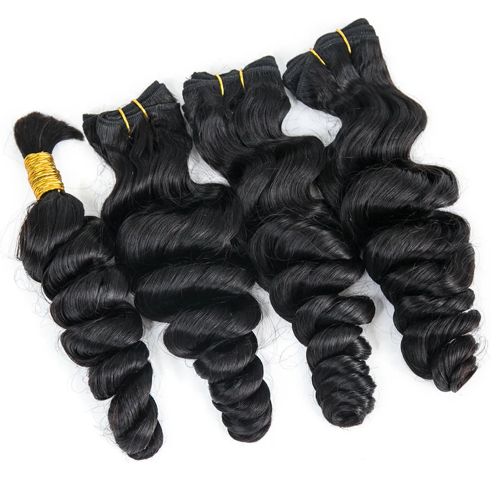 Human Hair Weft Bundles for Sew-In Installations---Half Braids Half Sew-in Combo Deal Loose Wave Natural Color Human Hair Weft Bundles for Sew-In Installations---Half Braids Half Sew-in Combo Deal Loose Wave Natural Color