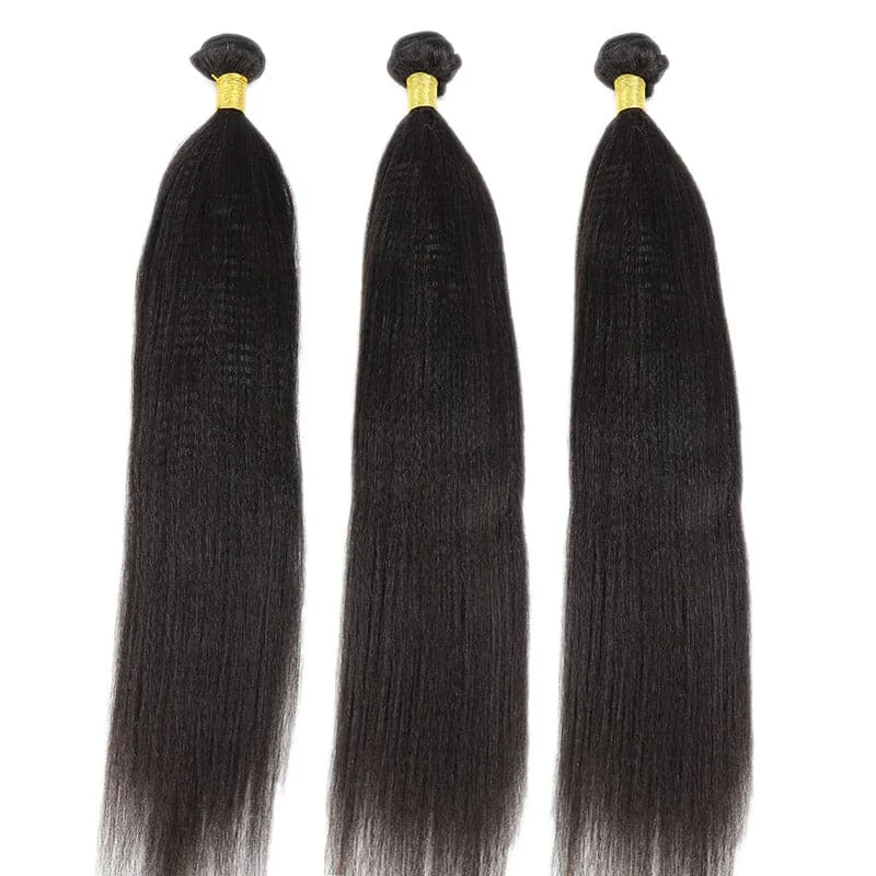 Human Hair Weft Bundles for Sew-In Installations---Light Yaki Human Hair Bundles Natural Color Human Hair Weft Bundles for Sew-In Installations---Light Yaki Human Hair Bundles Natural Color