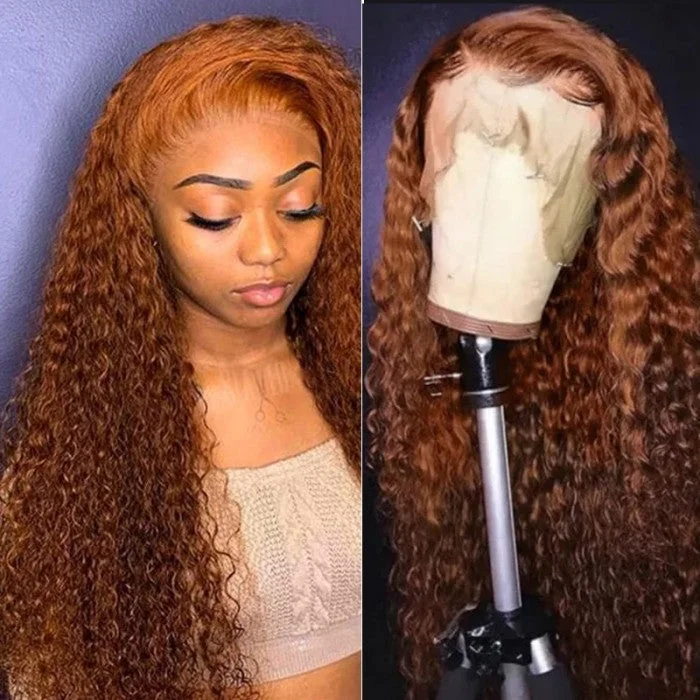 Wear & Go Glueless Wigs with No Glue-Natural-Looking No Lace Wigs--Sunber Precolored Ginger Brown Jerry Curly 13*4 Lace Front Human Hair Wigs Wear & Go Glueless Wigs with No Glue-Natural-Looking No Lace Wigs--Sunber Precolored Ginger Brown Jerry Curly 13*4 Lace Front Human Hair Wigs