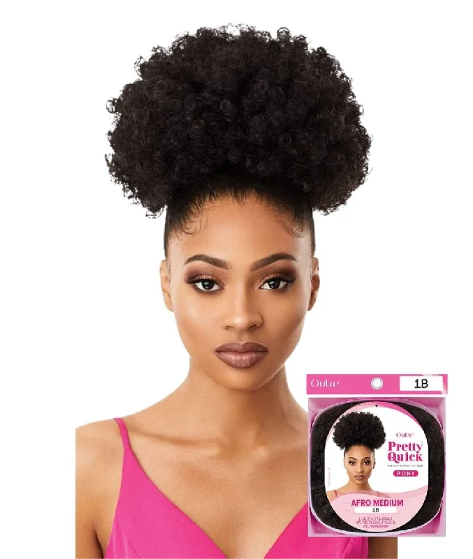 clip-in ponytail extensions, premium ponytail extensions, high-quality clip-in ponytails, 100% human hair ponytails---Outre Pretty Quick Ponytail - Afro Medium clip-in ponytail extensions, premium ponytail extensions, high-quality clip-in ponytails, 100% human hair ponytails---Outre Pretty Quick Ponytail - Afro Medium