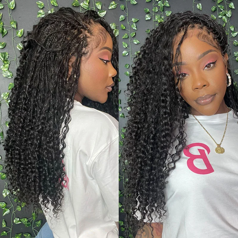 Crochet Braids for Locs and Dreadlocks-Bohemian Knotless HD Lace Human Hair Full Lace Braided Wig