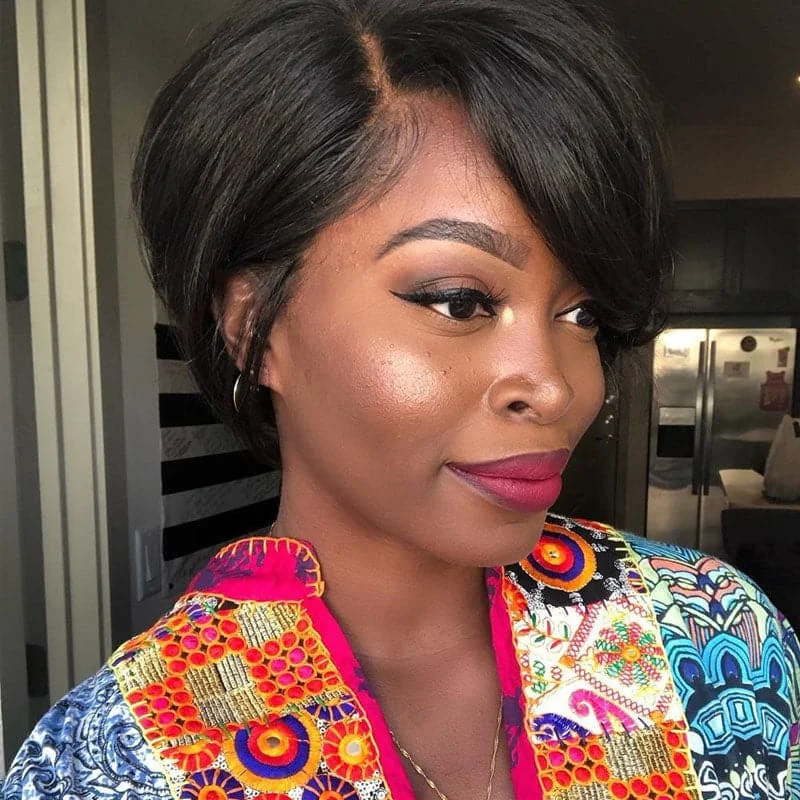 Premium No Lace Wigs Collection--Right Part Straight Pixie Bob 13x6 Lace Front Wig BOB062 Premium No Lace Wigs Collection--Right Part Straight Pixie Bob 13x6 Lace Front Wig BOB062