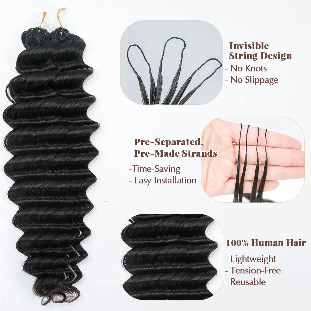 Crochet Braids for a Flawless Finish-Knotless Pre-Separated Crochet Hair Extensions Human Hair Deep Wave (2 Bundles per Pack) Crochet Braids for a Flawless Finish-Knotless Pre-Separated Crochet Hair Extensions Human Hair Deep Wave (2 Bundles per Pack)