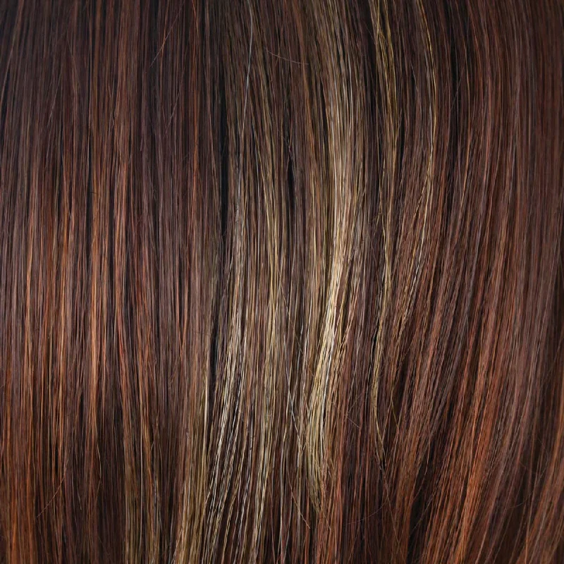 Razberry Ice R | Rooted Dark Medium Auburn base with Copper and Strawberry Blonde highlights