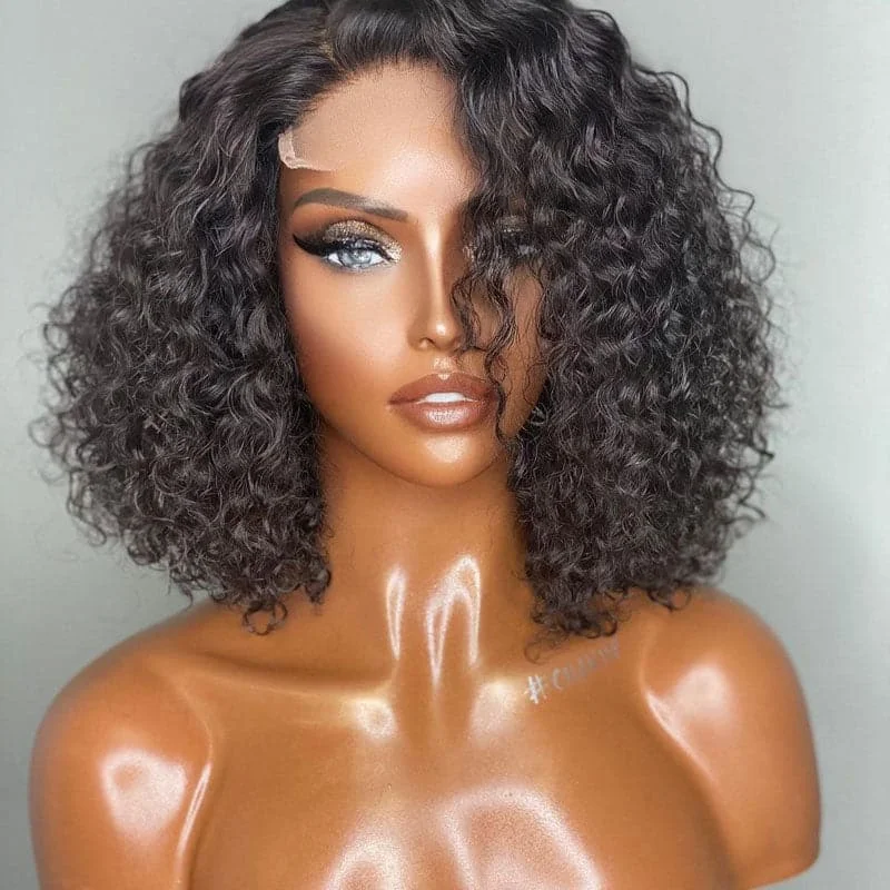 Premium No Lace Wigs Collection---Amaya Deep Curly Bob 5X5 Lace Closure Wig