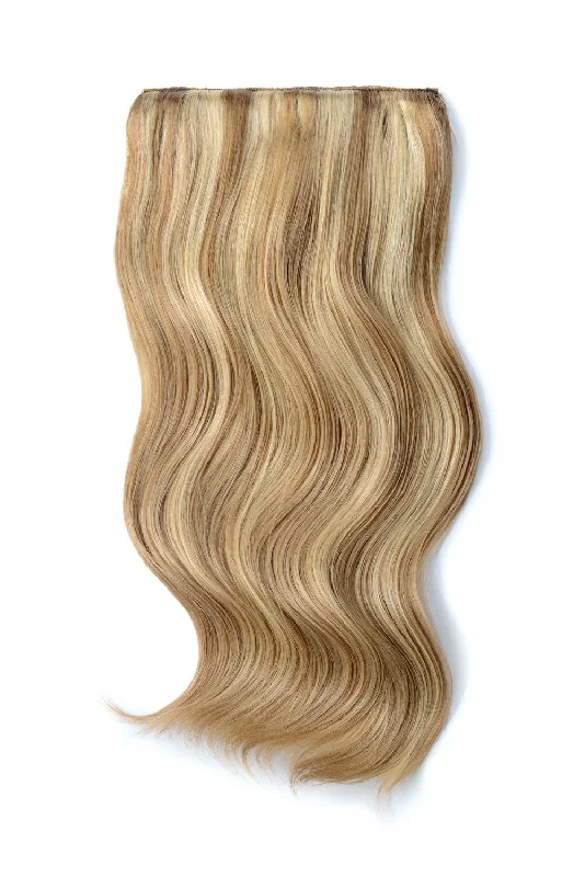 Human Hair Weft Bundles for Sew-In Installations---Double Wefted Full Head Remy Clip in Human Hair Extensions - Biscuit Blondey (#18/613)