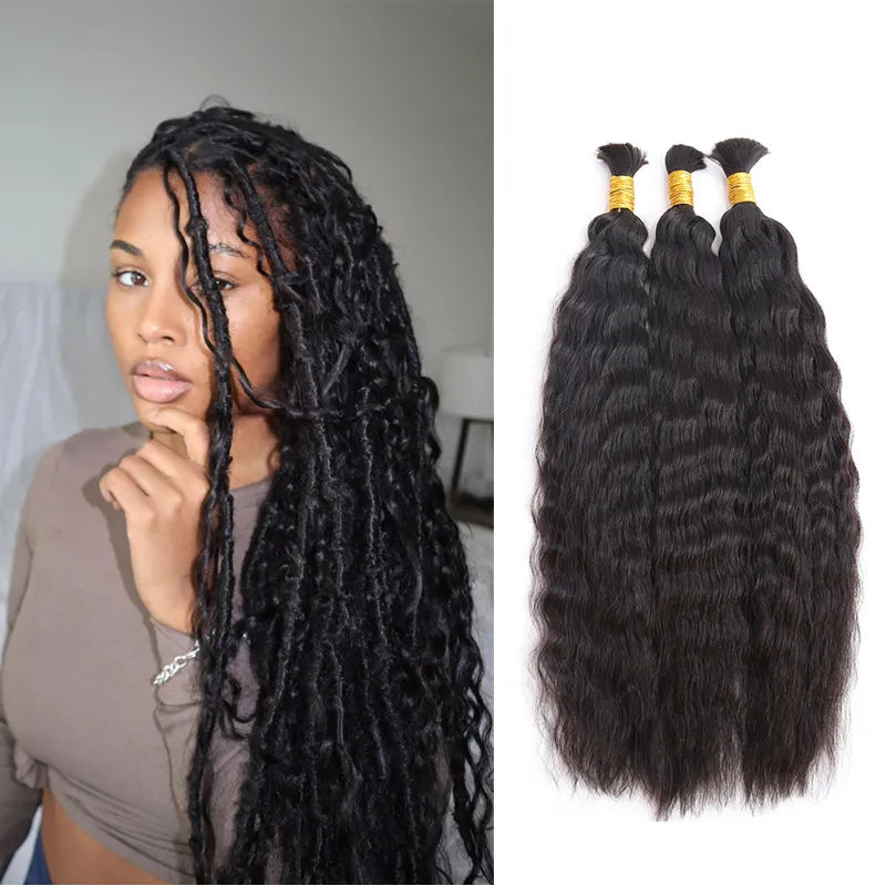 Premium Bulk Human Braiding Hair--Wet & Wavy Bulk Hair Extensions for Braiding crochet braids, crochet locs, premium crochet braids, high-quality locs Premium Bulk Human Braiding Hair--Wet & Wavy Bulk Hair Extensions for Braiding crochet braids, crochet locs, premium crochet braids, high-quality locs