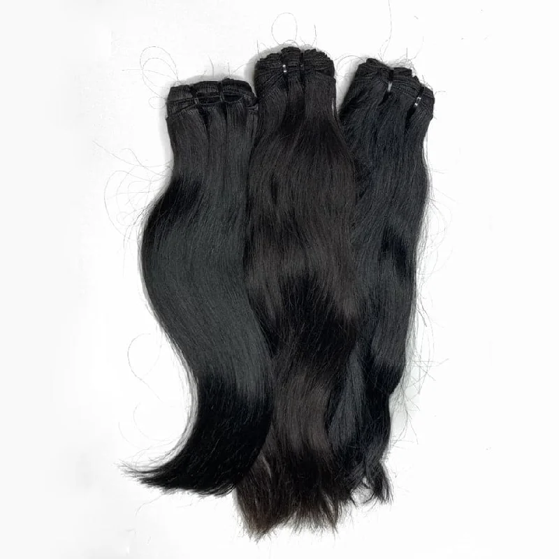 Human Hair Weft Bundles for Sew-In Installations---Raw Indian Straight Bundles
