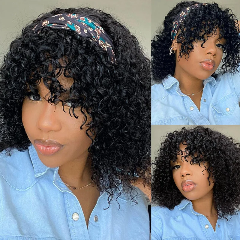 Short High Quality Human Hair Wigs-Sunber Jerry Curly Short BOB Headband Wigs with Removable Bang 150% Density Best Human Hair Glueless Scarf Wigs Short High Quality Human Hair Wigs-Sunber Jerry Curly Short BOB Headband Wigs with Removable Bang 150% Density Best Human Hair Glueless Scarf Wigs