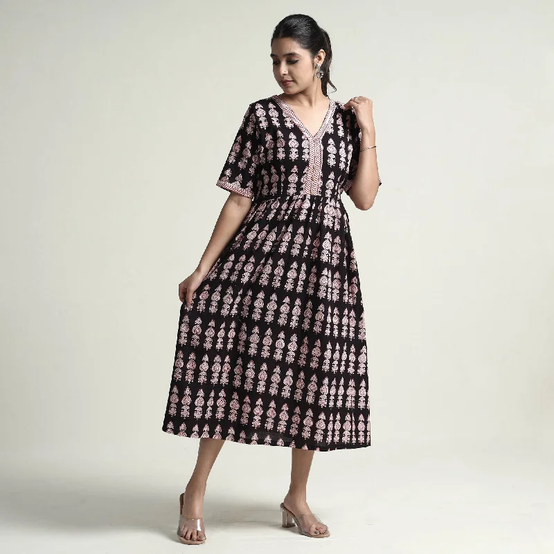 Black - Bagh Block Printed Cotton Dress