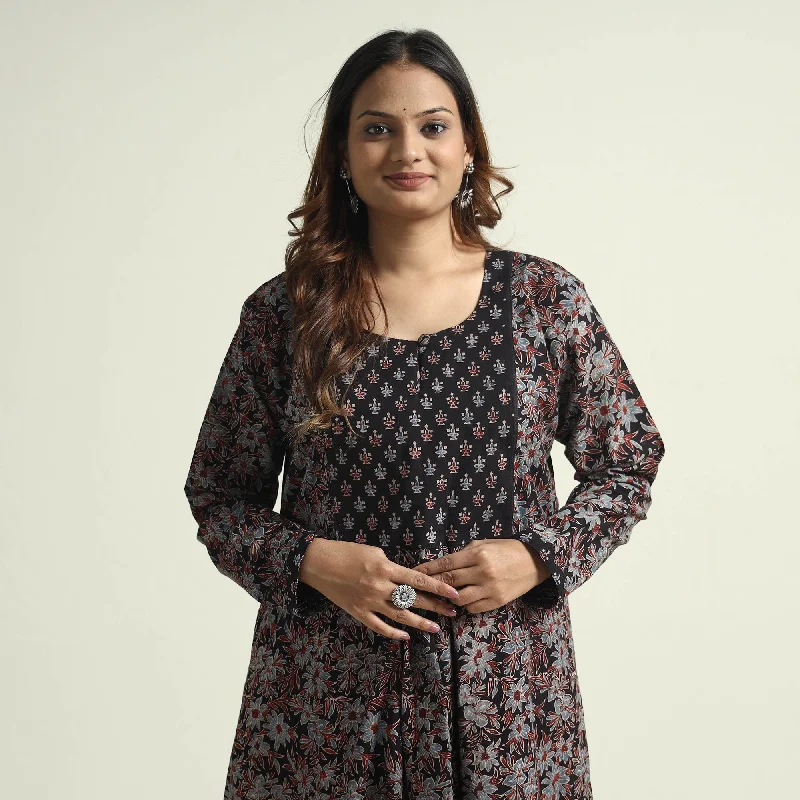 Multicolor - Ajrakh Block Printed Cotton Flared Kurta with Palazzo Set