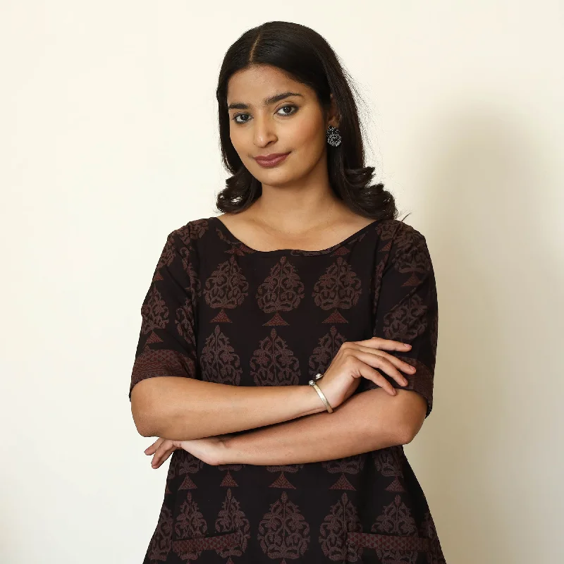 Black - Bagh Hand Block Printed Cotton Dress