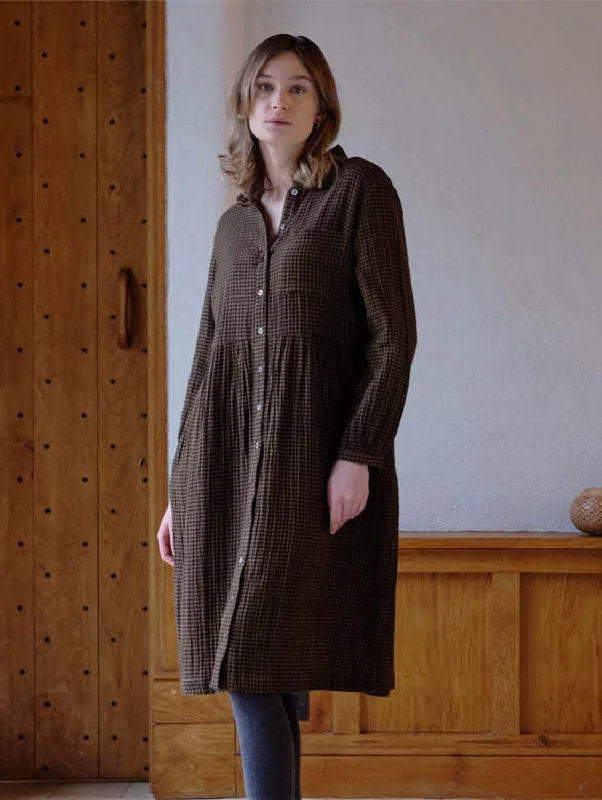 Bea Cotton Shirt Dress | Khaki Check