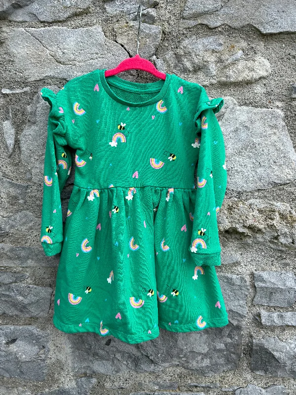 Bees&rainbows green dress   2-3y (92-98cm)