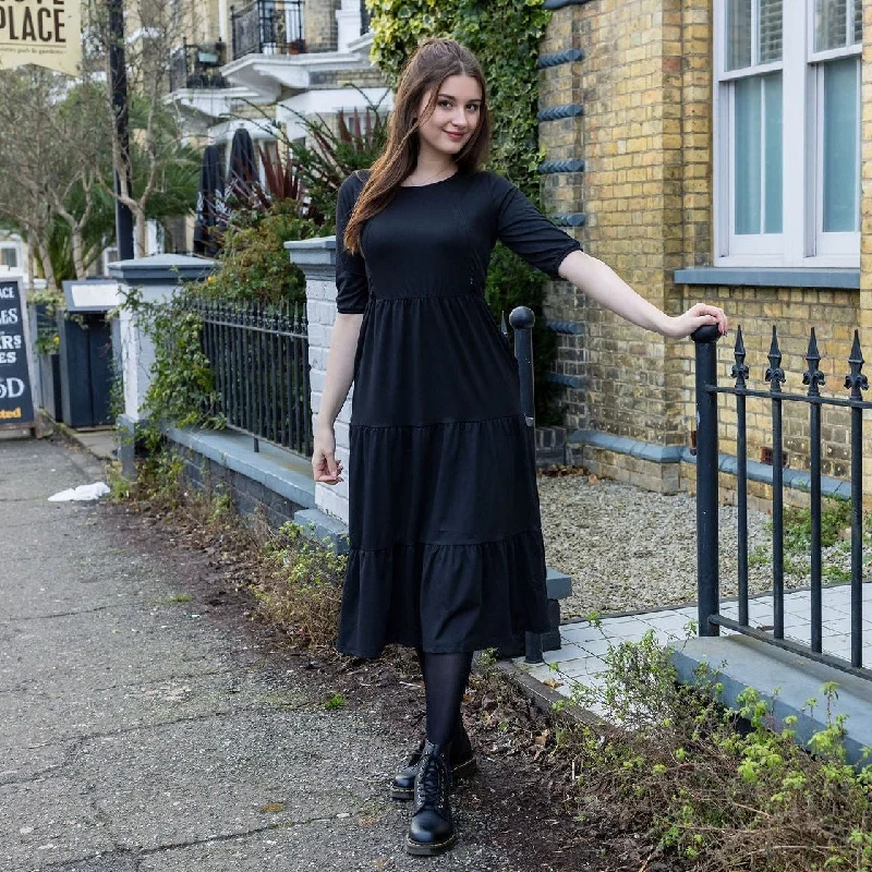 Beth Black Midi Breastfeeding Dress