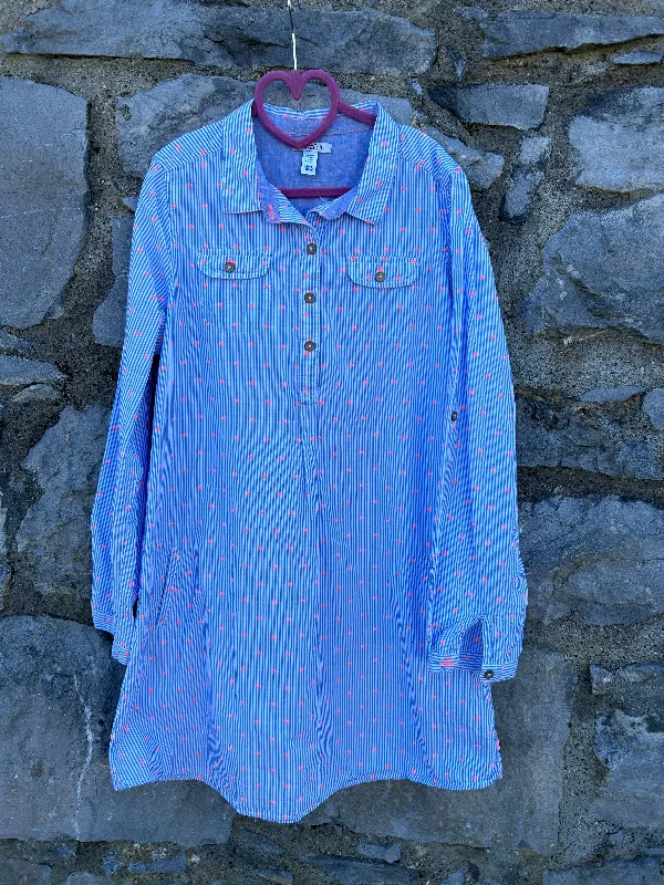 Blue stripy shirt dress  12-13y (152-158cm)