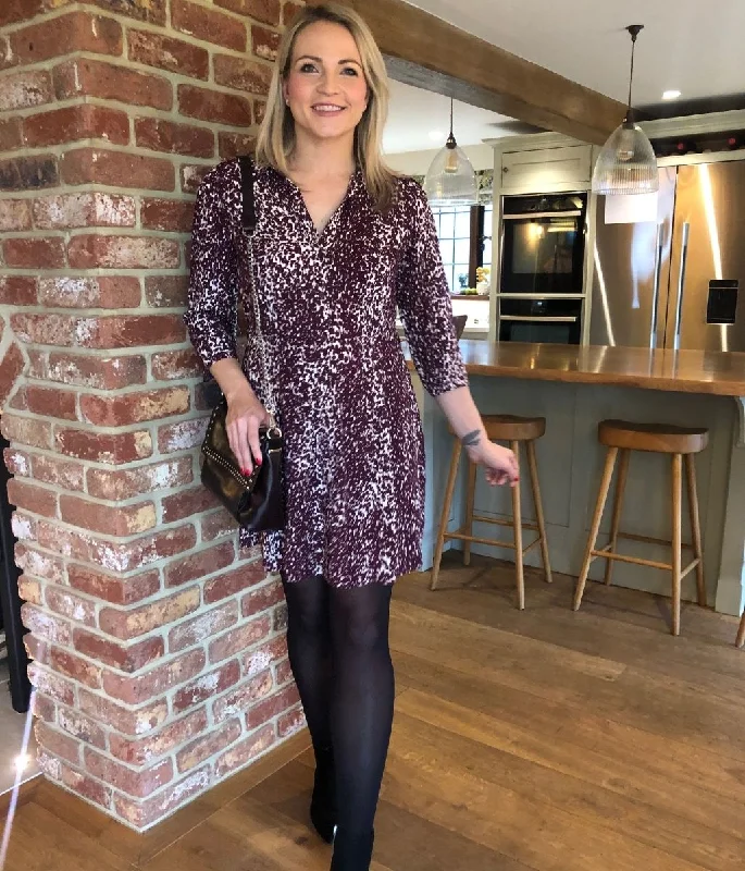 Burgundy Leopard Print Shirt Dress