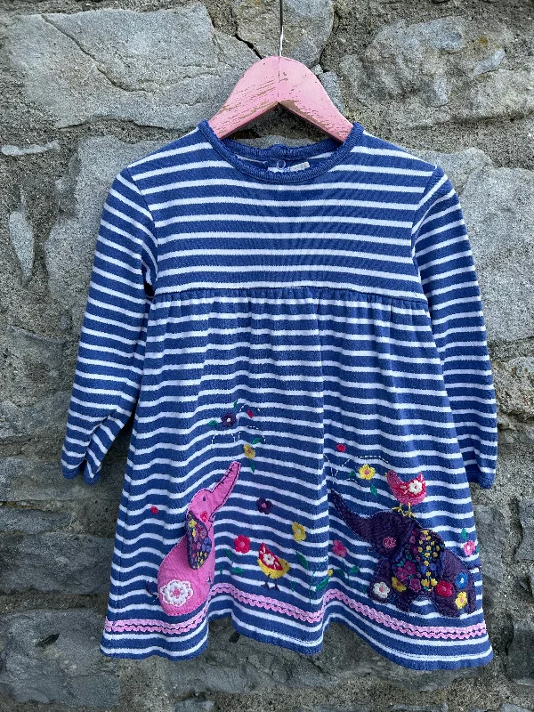 Elephants stripy dress  2-3y (92-98cm)