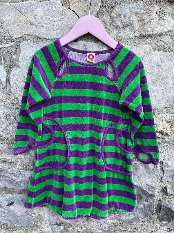 Green&purple velour dress  3y (98cm)