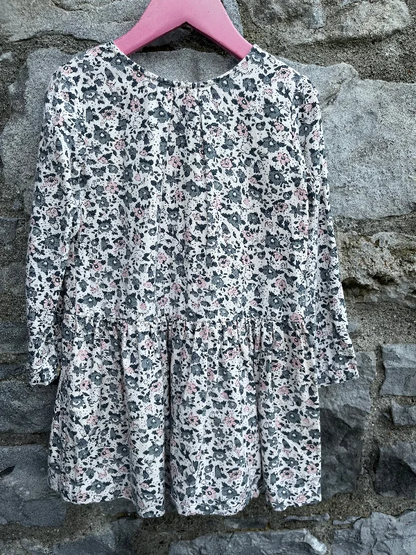 Grey floral dress  2-3y (92-98cm)