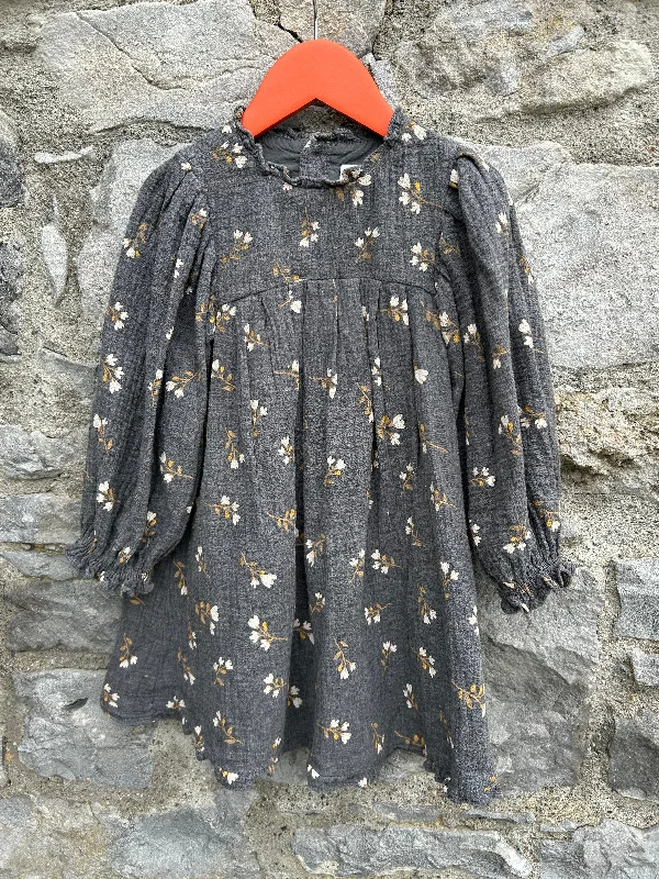 Grey floral dress   4-5y (104-110cm)