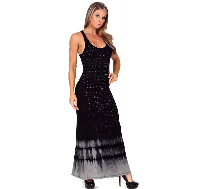 Studded Maxi Dress with Tie-Dye Hem 153999