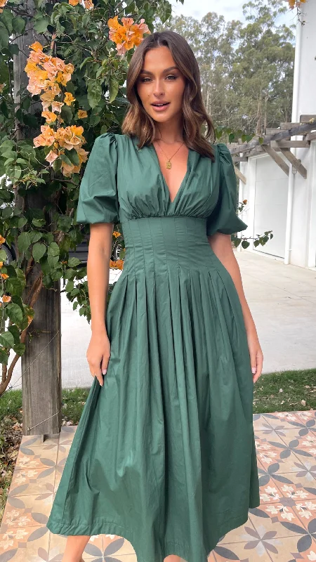 Laura Midi Dress - Emerald