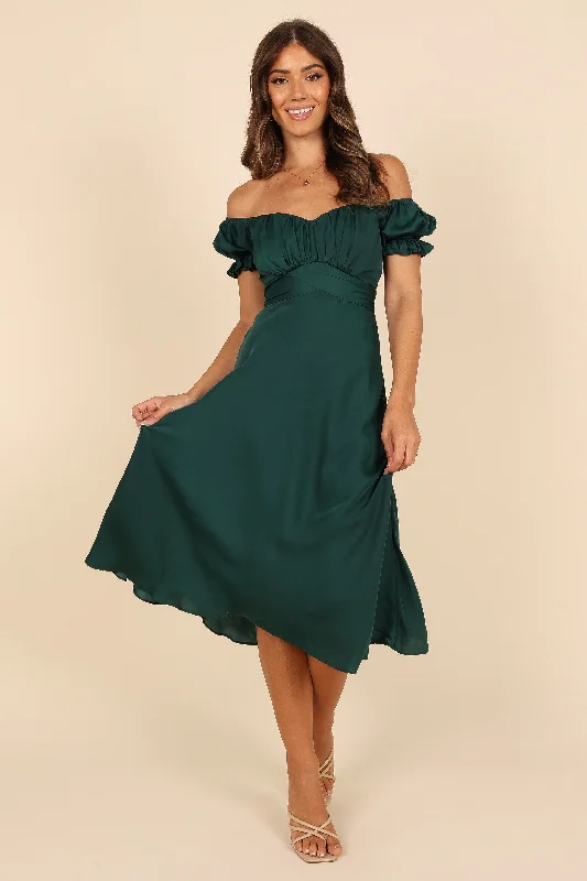 Mickenna Sweetheart Frill Midi Dress - Emerald