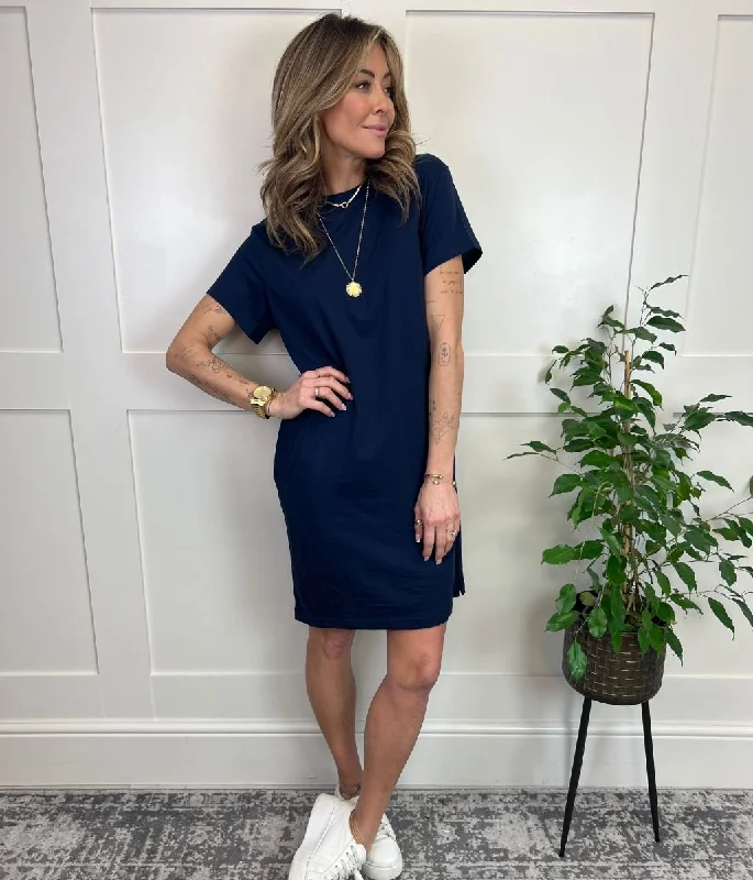 Navy Cotton Mini T Shirt Dress