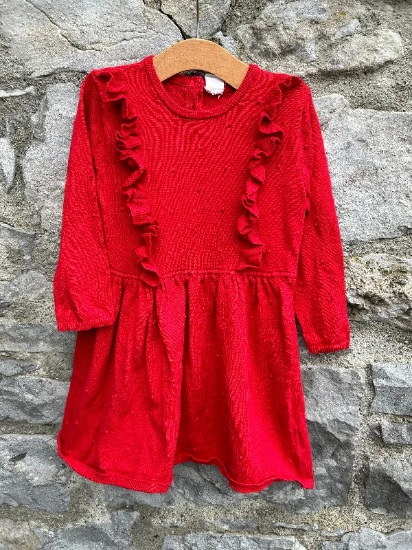 Red knitted dress  2-3y (92-98cm)