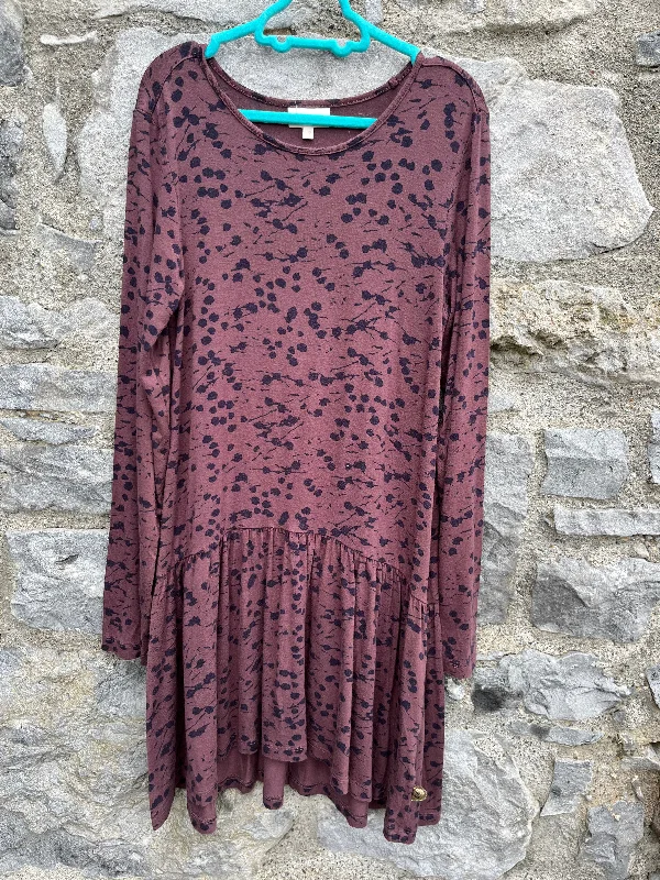 Spotty maroon dress  10-11y (140-146cm)