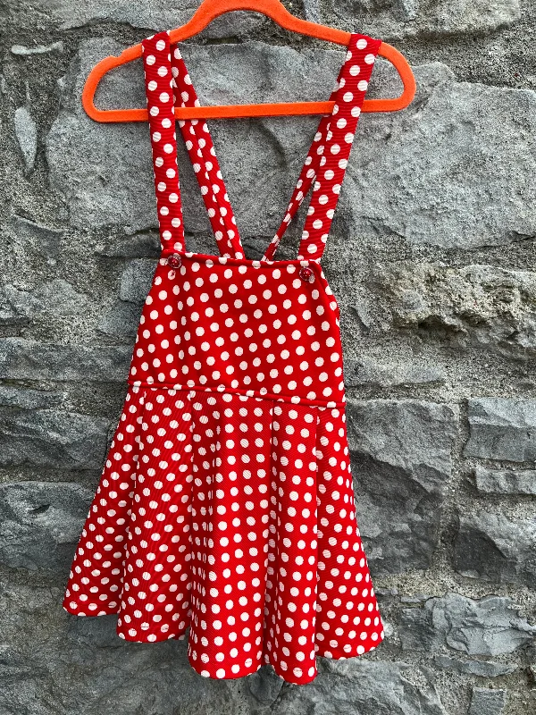 90s red polka dots pinafore with shorts 6y (116cm)