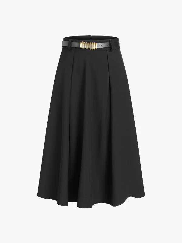 BerryBetty - Belted Maxi Flowy Skirt