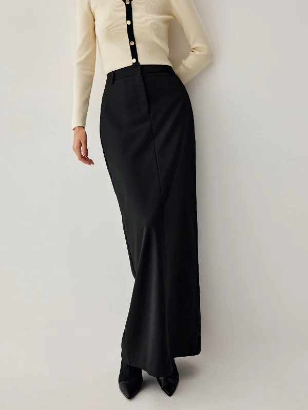 BerryBetty - Double Pockets High Waist Maxi Skirt